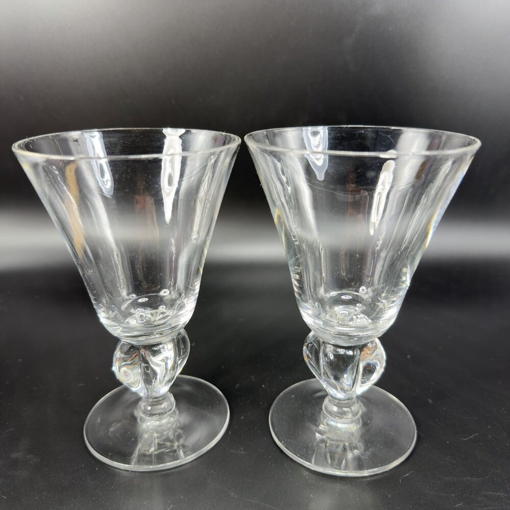 Vintage Seneca Ingrid Clear Elegant 5.5inch Goblets Footed Cups Glasses‎ Set 2